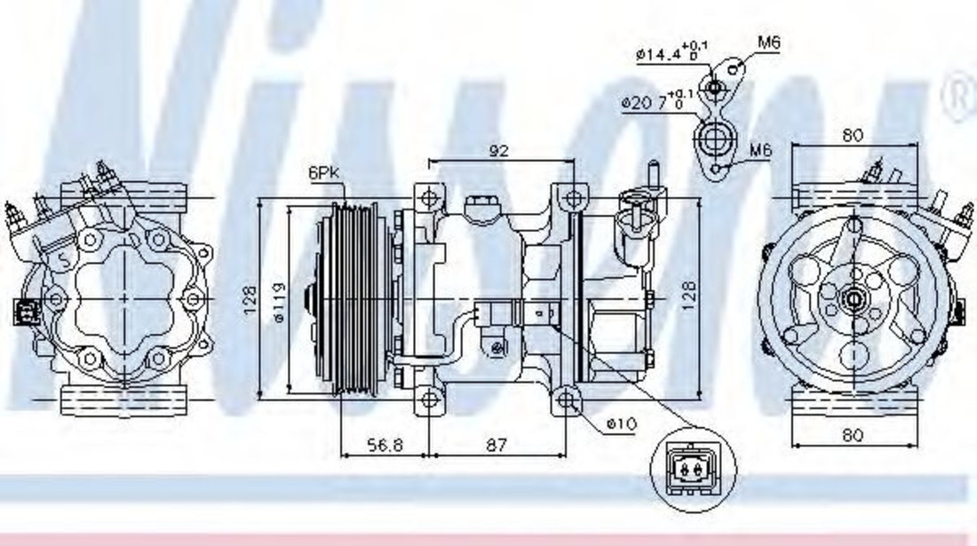 Compresor, climatizare PEUGEOT PARTNER caroserie (5) (1996 - 2012) NISSENS 89053 piesa NOUA