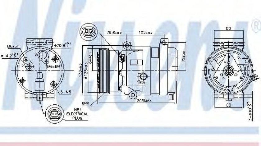 Compresor, climatizare RENAULT LAGUNA II (BG0/1) (2001 - 2016) NISSENS 89218 piesa NOUA
