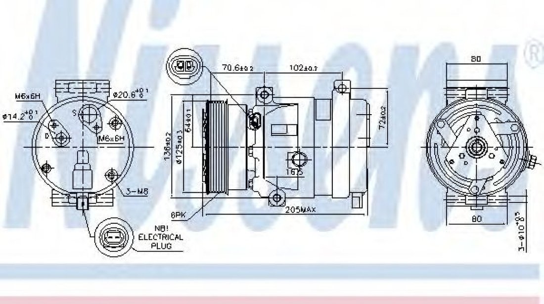 Compresor, climatizare RENAULT LAGUNA II Grandtour (KG0/1) (2001 - 2016) NISSENS 89218 piesa NOUA