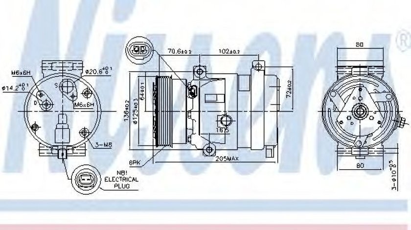 Compresor, climatizare RENAULT LAGUNA II Grandtour (KG0/1) (2001 - 2016) NISSENS 89218 piesa NOUA