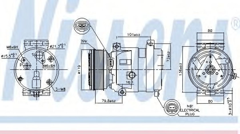 Compresor, climatizare RENAULT MEGANE II (BM0/1, CM0/1) (2002 - 2011) NISSENS 89267 piesa NOUA