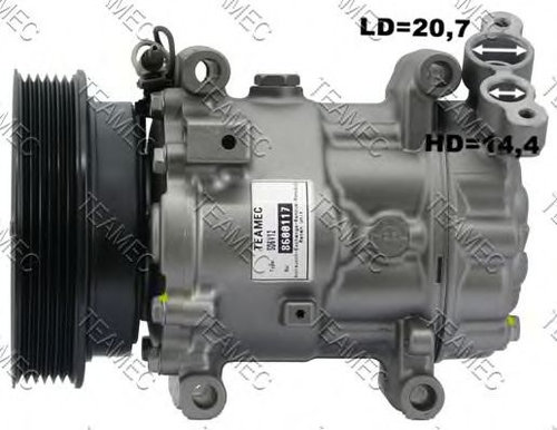 Compresor, climatizare RENAULT SYMBOL I (LB0/1/2) (1998 - 2008) TEAMEC 8600117 piesa NOUA