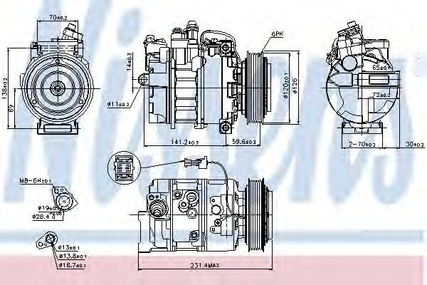 Compresor, climatizare SAAB 9-5 (YS3E) (1997 - 2009) NISSENS 89208 piesa NOUA
