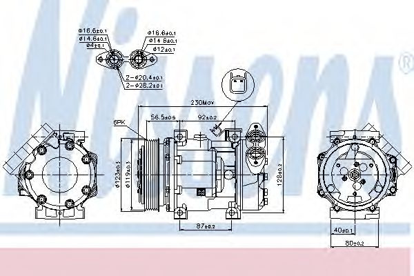 Compresor, climatizare VOLVO S40 II (MS) (2004 - 2016) NISSENS 89336 piesa NOUA