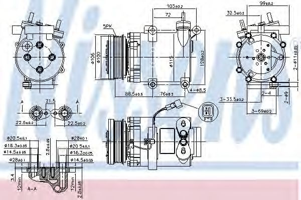 Compresor, climatizare VOLVO V50 (MW) (2004 - 2016) NISSENS 89327 piesa NOUA