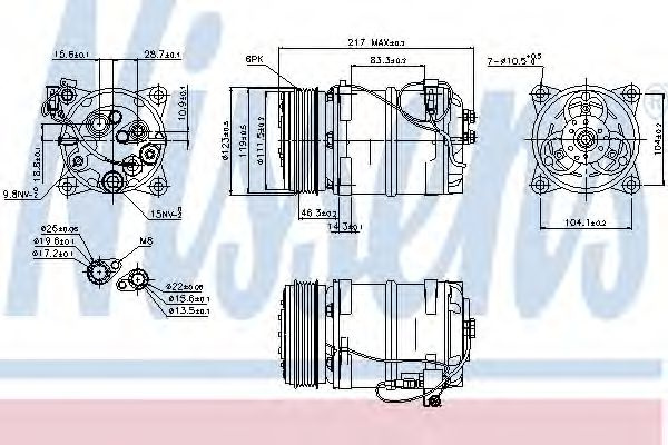 Compresor, climatizare VOLVO V70 I (LV) (1996 - 2000) NISSENS 89249 piesa NOUA