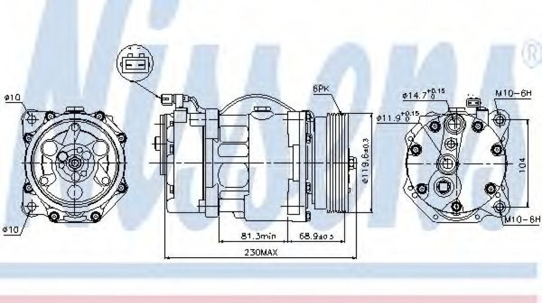 Compresor, climatizare VW CADDY II Caroserie (9K9A) (1995 - 2004) NISSENS 89040 piesa NOUA