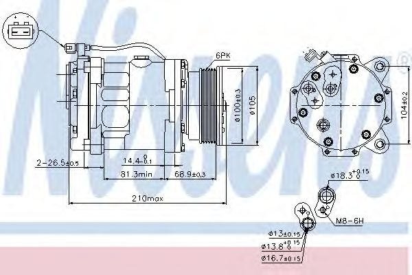 Compresor, climatizare VW POLO (6N2) (1999 - 2001) NISSENS 89088 piesa NOUA