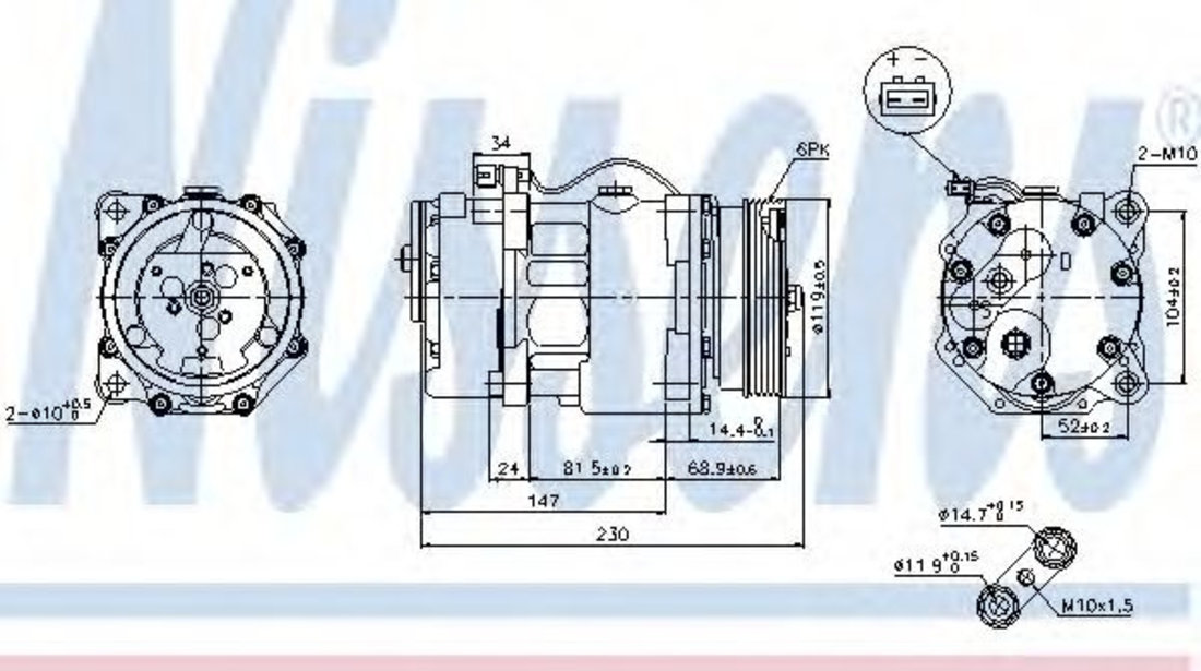Compresor, climatizare VW SHARAN (7M8, 7M9, 7M6) (1995 - 2010) NISSENS 89165 piesa NOUA