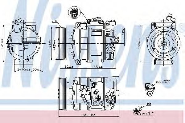 Compresor, climatizare VW TOUAREG (7LA, 7L6, 7L7) (2002 - 2010) NISSENS 890025 piesa NOUA