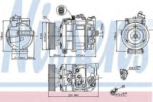 Compresor, climatizare VW TOUAREG (7P5) (2010 - 2016) NISSENS 890025 piesa NOUA