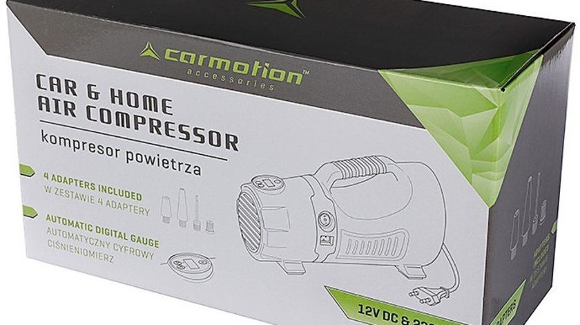 Compresor De Aer Dc 12V, Ac 230V 200 Psi, Automat Cu Manometru Digital, 4 Adaptoare Carmotion 58032