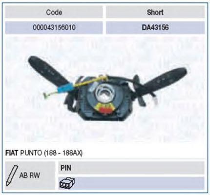Comutator coloana directie FIAT PUNTO Van (188AX) (2000 - 2009) MAGNETI MARELLI 000043156010 piesa N...