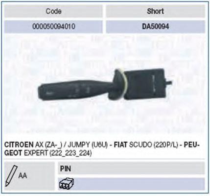 Comutator coloana directie PEUGEOT EXPERT Van (222) (1995 - 2016) MAGNETI MARELLI 000050094010 piesa...