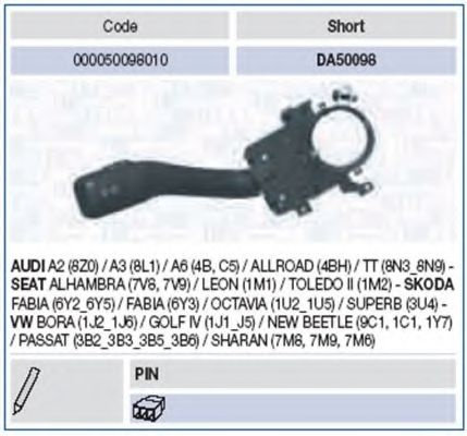 Comutator coloana directie VW NEW BEETLE (9C1, 1C1) (1998 - 2010) MAGNETI MARELLI 000050098010 piesa...