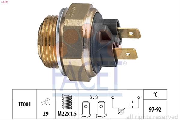 Comutator Temperatura, Ventilator Radiator Facet Skoda 7.5111