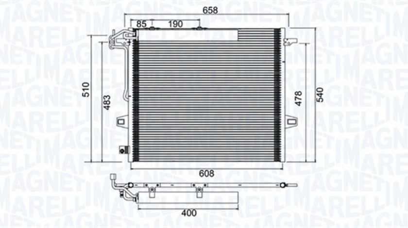 Condensator, climatizare (350203947000 MAGNETI MARELLI) MERCEDES-BENZ