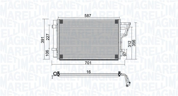 Condensator, climatizare (350203951000 MAGNETI MARELLI) HYUNDAI,KIA