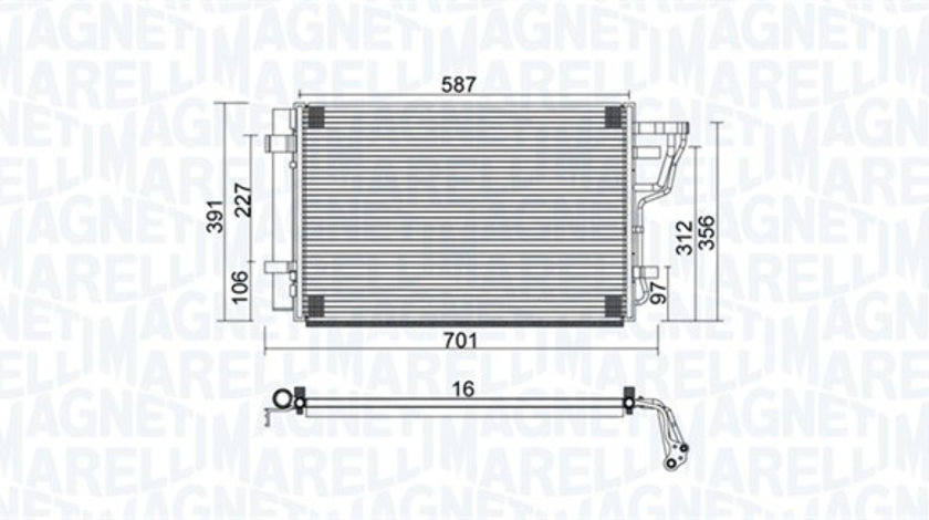 Condensator, climatizare (350203951000 MAGNETI MARELLI) HYUNDAI,KIA