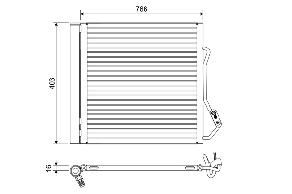 Condensator, climatizare (822639 VALEO) FIAT,JEEP,SMART