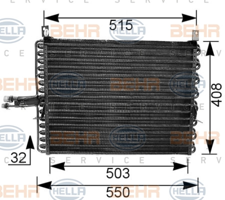 Condensator, climatizare (8FC351035751 HELLA) MERCEDES-BENZ