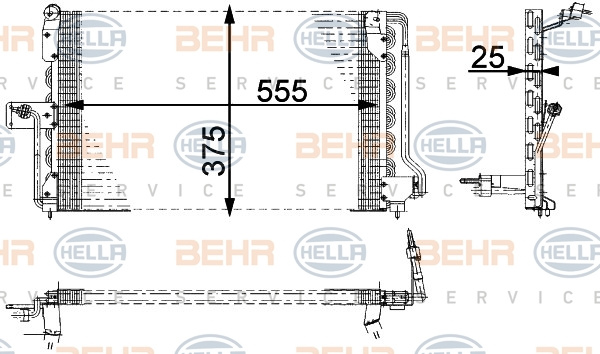 Condensator, climatizare (8FC351036021 HELLA) HOLDEN,OPEL,VAUXHALL