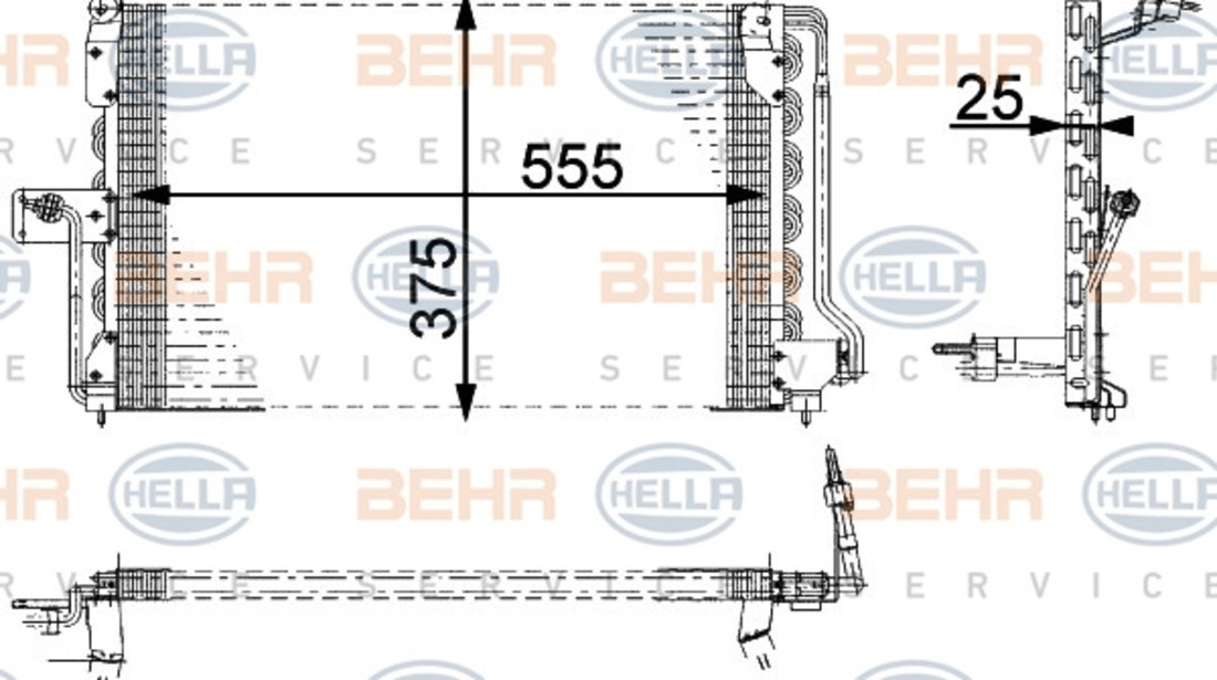 Condensator, climatizare (8FC351036021 HELLA) HOLDEN,OPEL,VAUXHALL