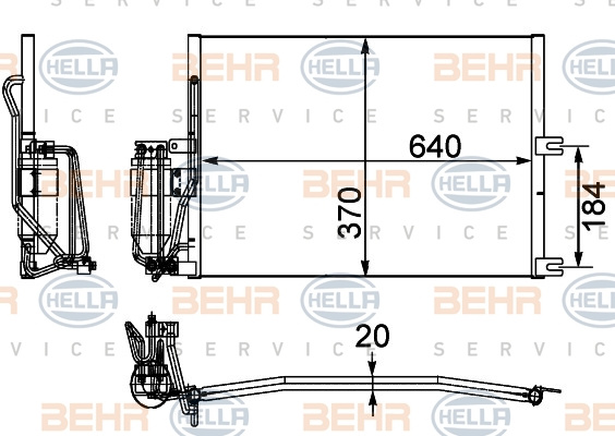 Condensator, climatizare (8FC351036031 HELLA) HOLDEN,OPEL,VAUXHALL