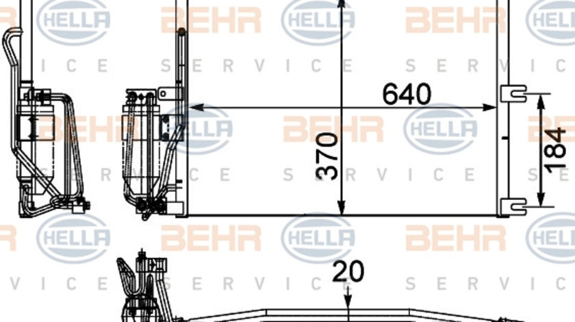 Condensator, climatizare (8FC351036031 HELLA) HOLDEN,OPEL,VAUXHALL