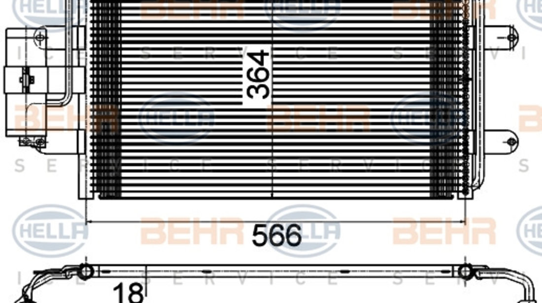 Condensator, climatizare (8FC351036384 HELLA) AUDI,SEAT,SKODA,VW,VW (FAW),VW (SVW)