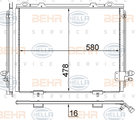 Condensator, climatizare (8FC351036761 HELLA) MERCEDES-BENZ