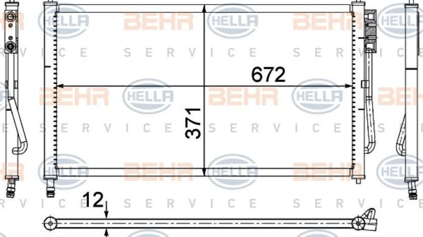 Condensator, climatizare (8FC351037474 HELLA) FORD,FORD AUSTRALIA