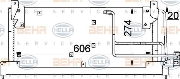 Condensator, climatizare (8FC351037591 HELLA) HOLDEN,OPEL,VAUXHALL