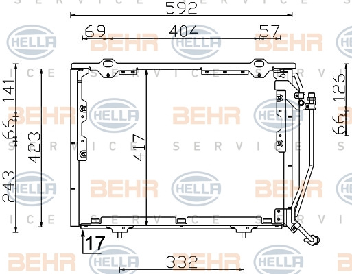 Condensator, climatizare (8FC351038454 HELLA) MERCEDES-BENZ