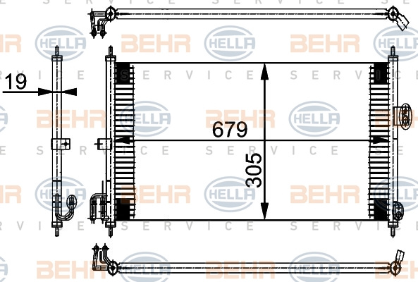 Condensator, climatizare (8FC351038581 HELLA) NISSAN