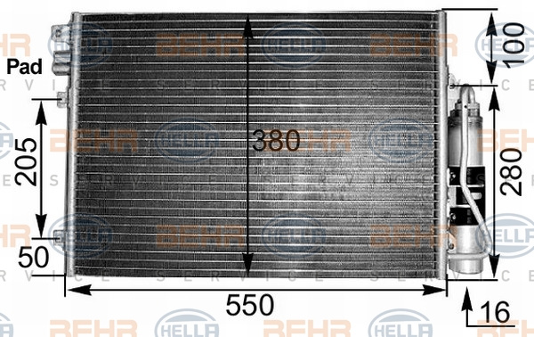 Condensator, climatizare (8FC351300491 HELLA) RENAULT
