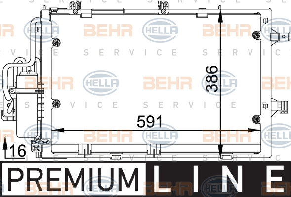 Condensator, climatizare (8FC351300601 HELLA) HOLDEN,OPEL,VAUXHALL