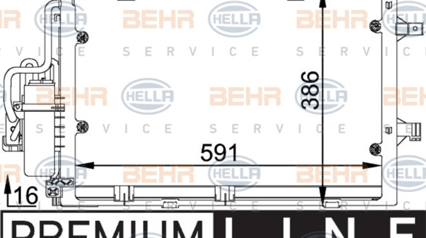 Condensator, climatizare (8FC351300601 HELLA) HOLDEN,OPEL,VAUXHALL