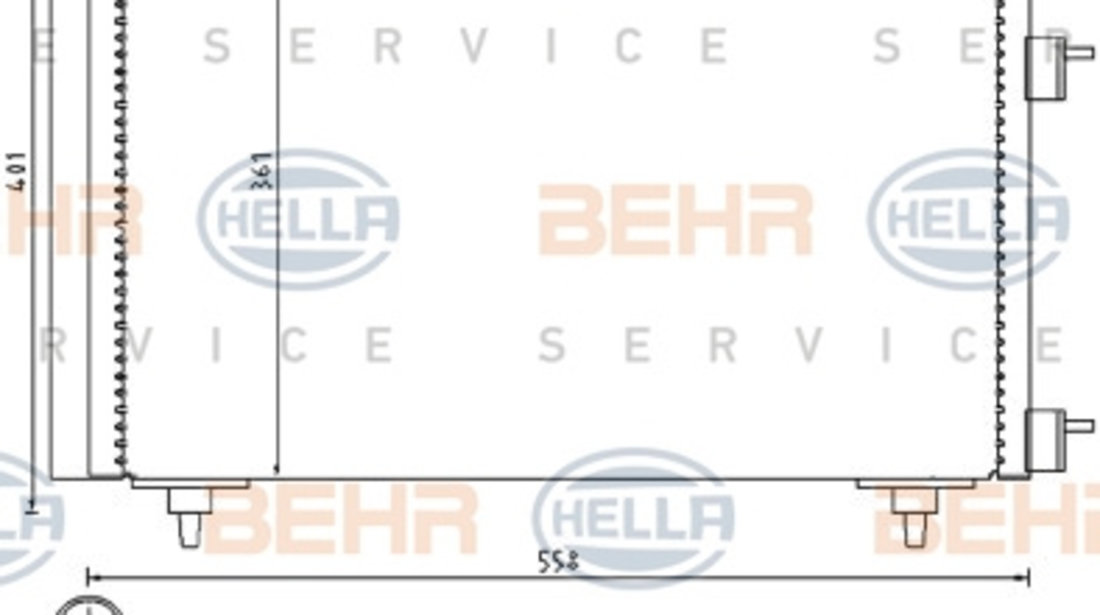 Condensator, climatizare (8FC351300671 HELLA) PEUGEOT