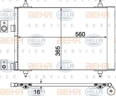 Condensator, climatizare (8FC351300674 HELLA) PEUGEOT