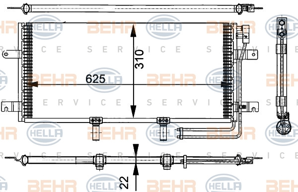 Condensator, climatizare (8FC351301151 HELLA) VW