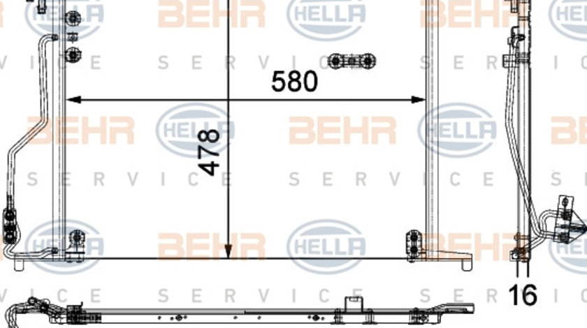 Condensator, climatizare (8FC351301174 HELLA) MERCEDES-BENZ