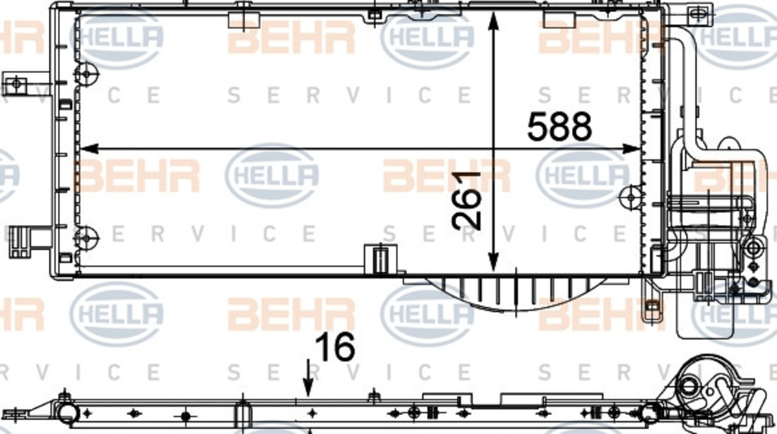 Condensator, climatizare (8FC351301204 HELLA) OPEL,VAUXHALL