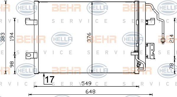 Condensator, climatizare (8FC351301364 HELLA) MERCEDES-BENZ