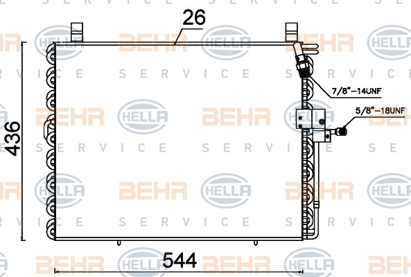 Condensator, climatizare (8FC351301484 HELLA) MERCEDES-BENZ