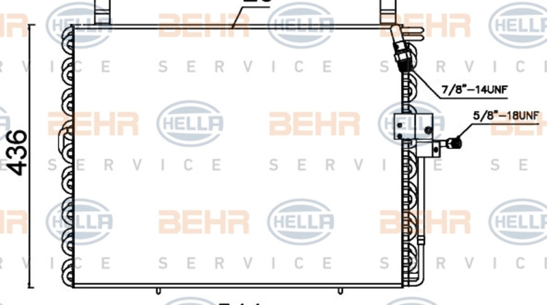 Condensator, climatizare (8FC351301484 HELLA) MERCEDES-BENZ