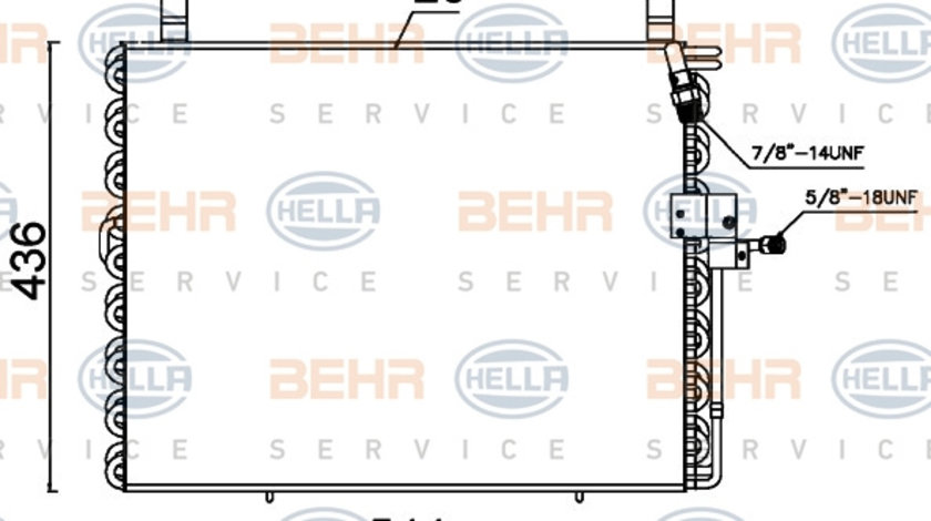 Condensator, climatizare (8FC351301484 HELLA) MERCEDES-BENZ