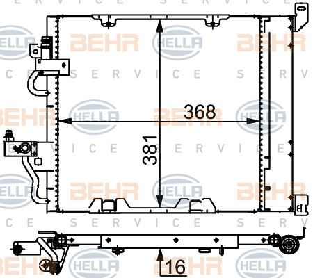 Condensator, climatizare (8FC351301754 HELLA) HOLDEN,OPEL,VAUXHALL