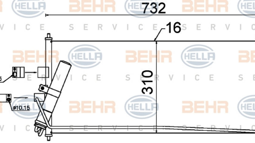 Condensator, climatizare (8FC351302521 HELLA) NISSAN