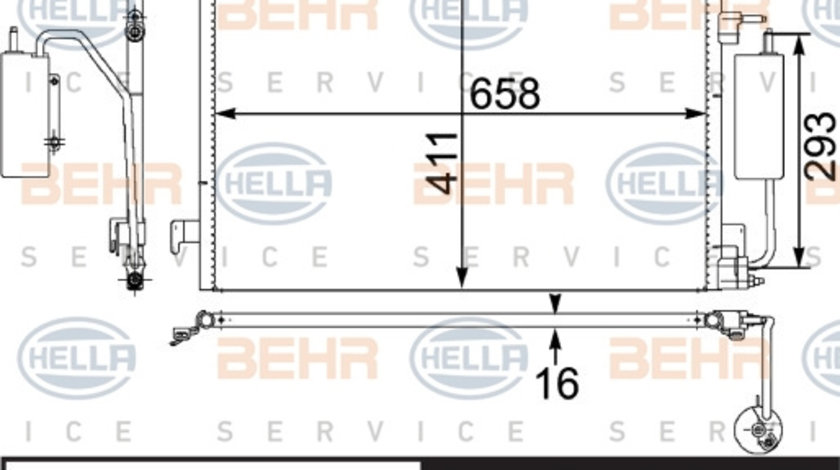 Condensator, climatizare (8FC351302591 HELLA) CADILLAC,FIAT,OPEL,VAUXHALL